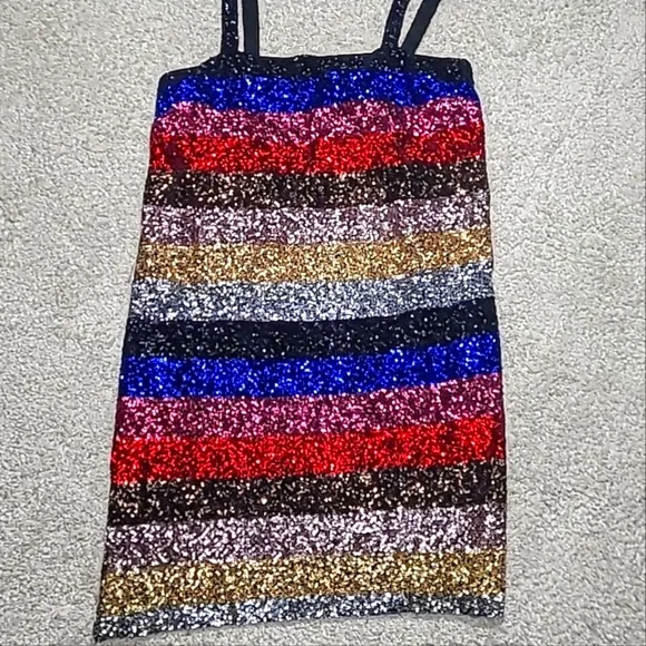 Women's GAP “Crazy Stripe” Sequin Party Holiday Cocktail Dress Size Small - Picture 9 of 12